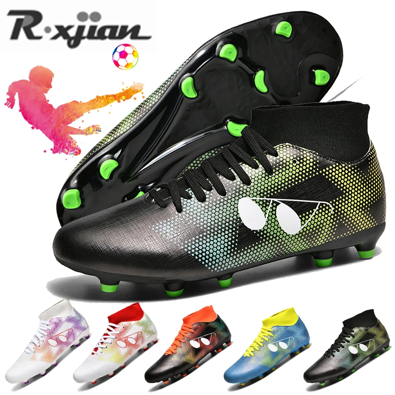 R.xjian Men Soccer Shoes FG/TF Summer High Top 35-46 Kids Football Boots Women Breathable Soccer Cleats  Football  shoes