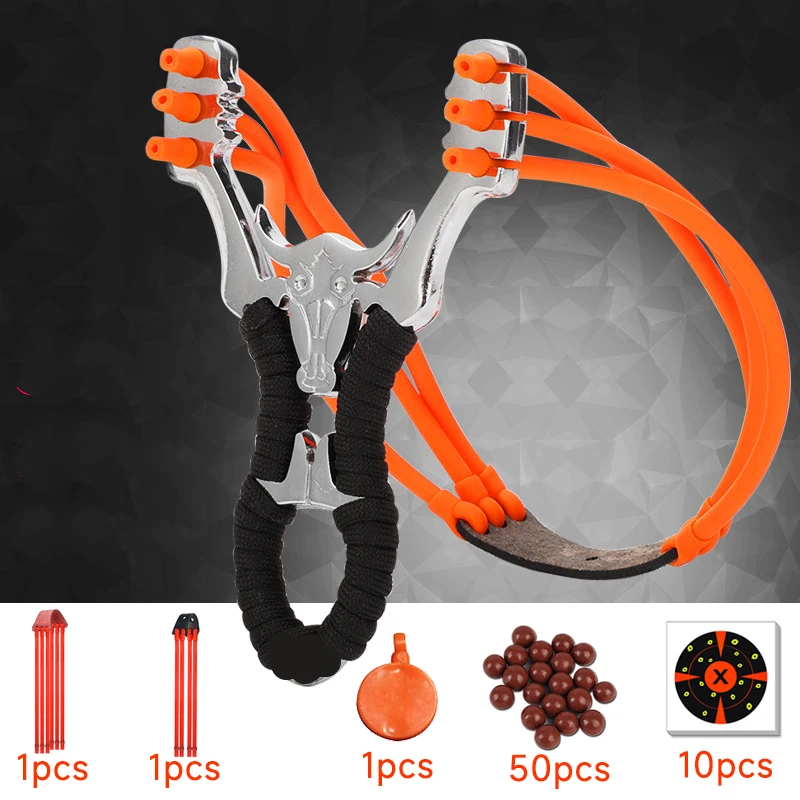 

Big power metal outdoor slingshot high precision strong precision traditional card ball bow hunting Rubber band slingshot