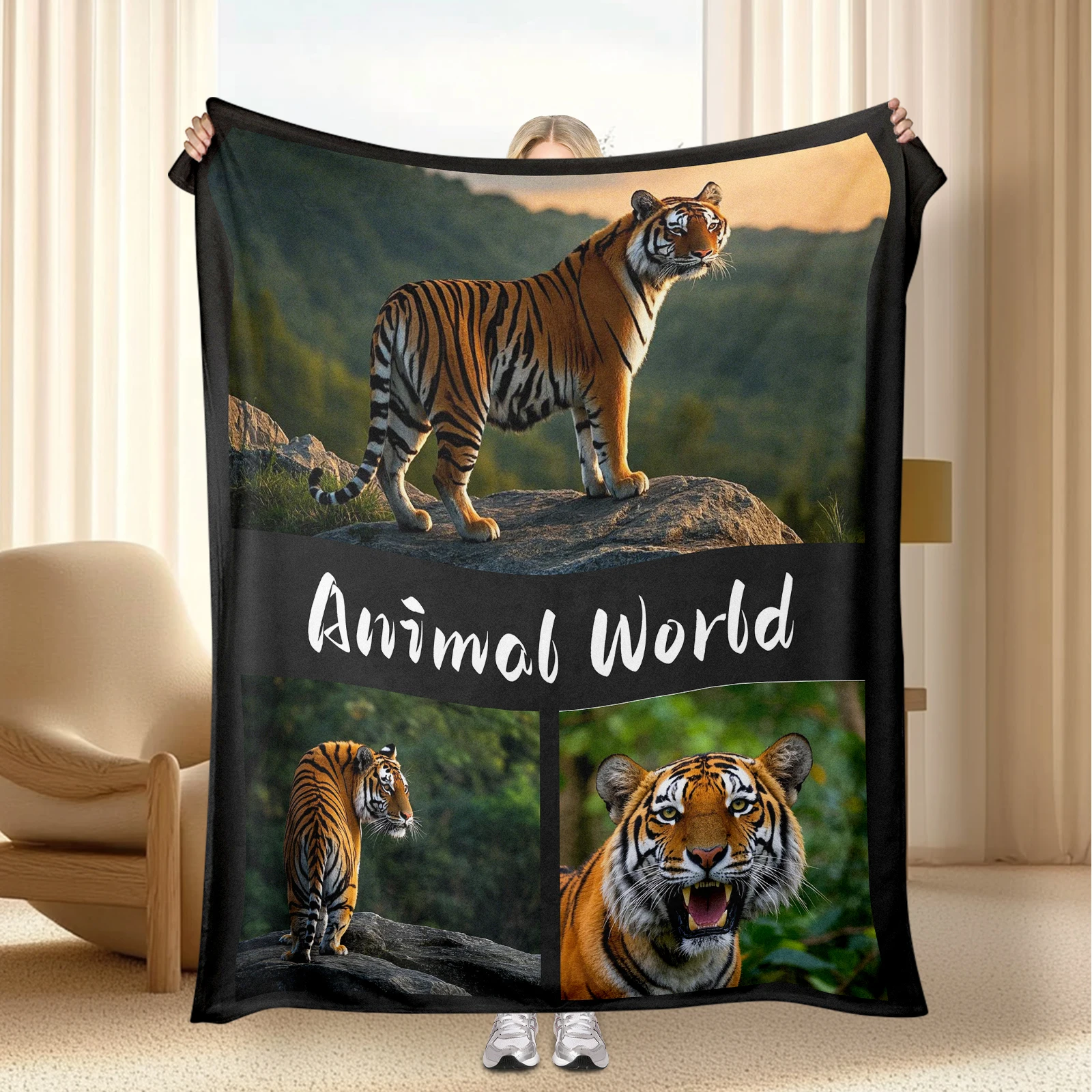 Персонализированное одеяло с тигром из микрофибры