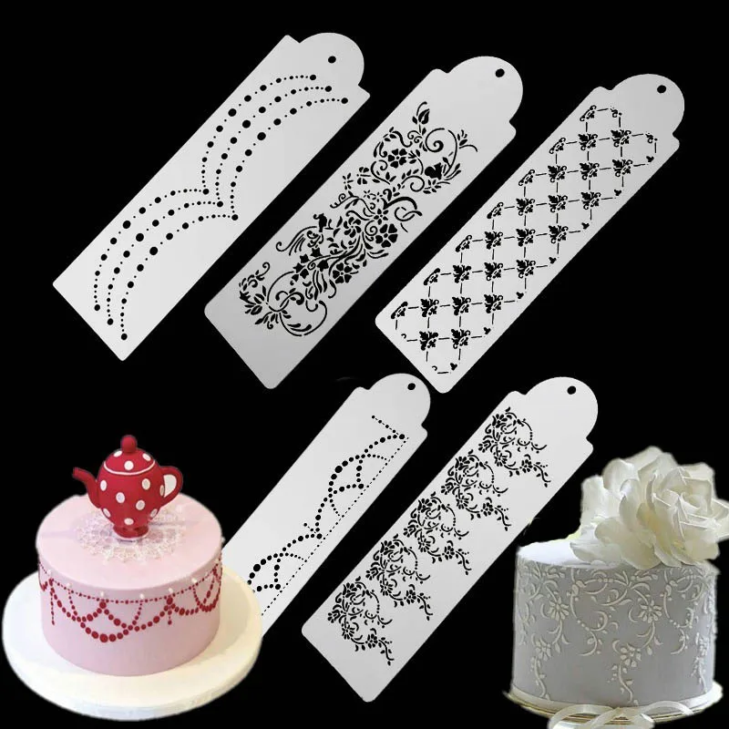 

Hollowed Out Pattern Cake Mould Cupcake Stencil Sugar Decoration DIY Craft Lace Border White Kitchen Accessories Baking Tool