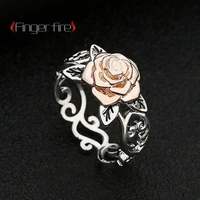 simple and classic rose flower carved plain circle womens ring anniversary gift beach party jewelry