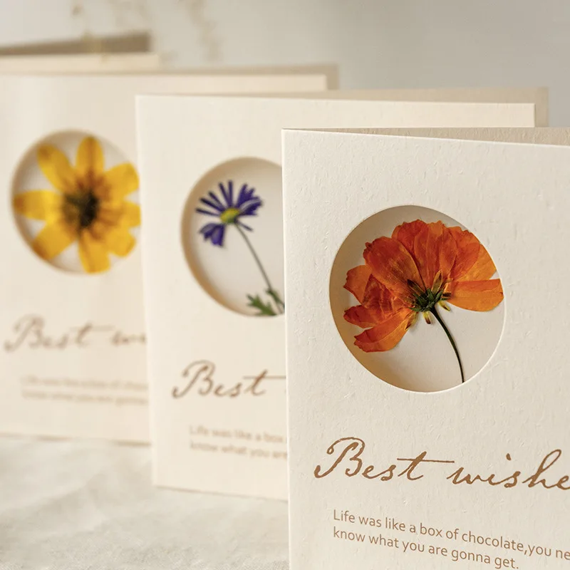

Pastoral Style Postcard Ins Landscape Healing Fantasy Art Dried Flower Greeting Card Cute Illustration Student Gift Message Wall
