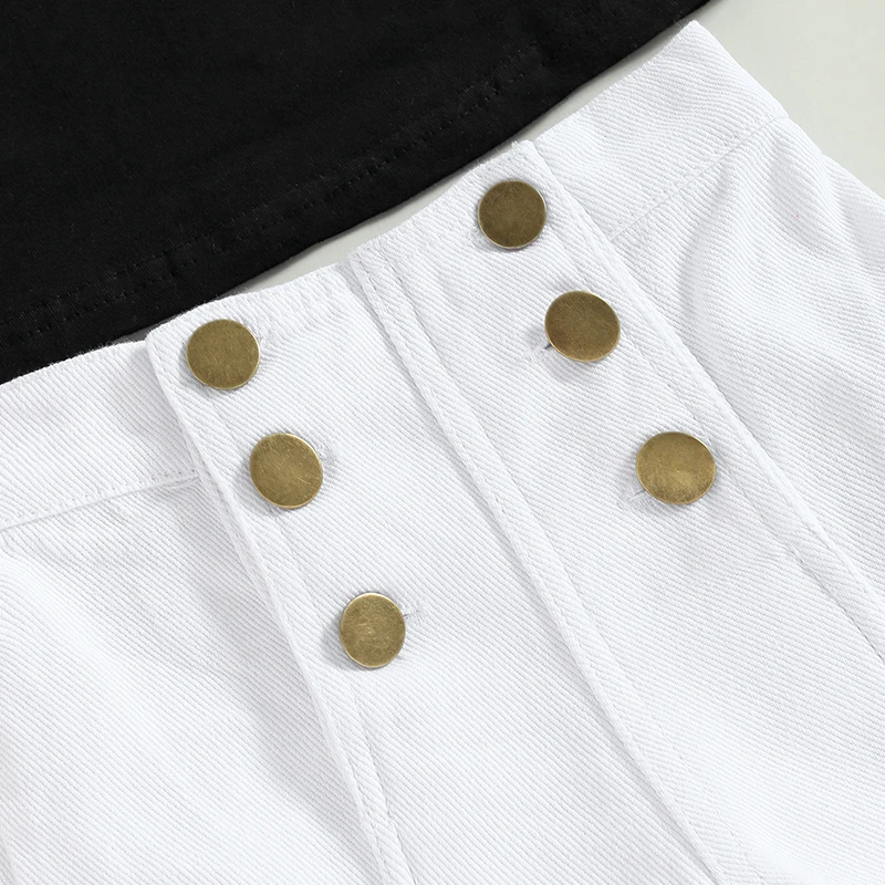 Летняя детская одежда для девочек Citgeett Женские топы и пуговицы с эластичным