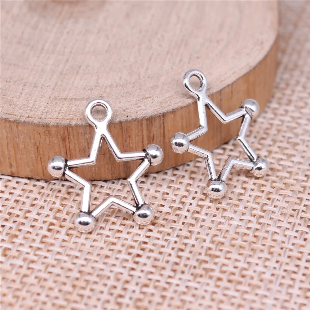 40Pcs 18x16mm Antique Silver Color Star Charms Pendant Designer Charms Fit Jewelry Making DIY Jewelry Accessories Wholesale