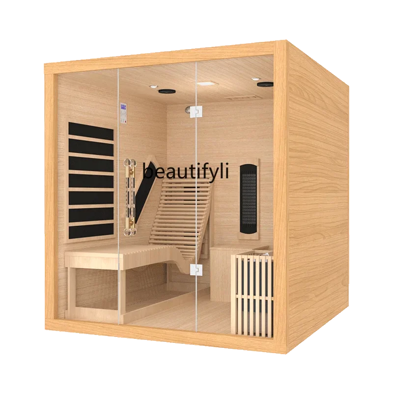 R Бытовая паровая комната из цельного дерева сауна двойная система сухая пара