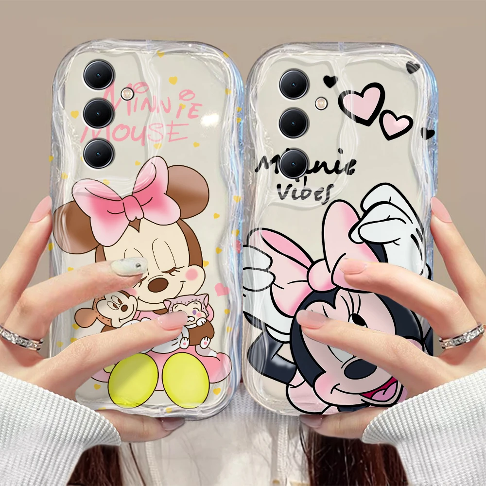 Мягкая силиконовая задняя крышка с рисунком Микки и Минни 3D волны для OPPO Reno 11 F 8 T 7