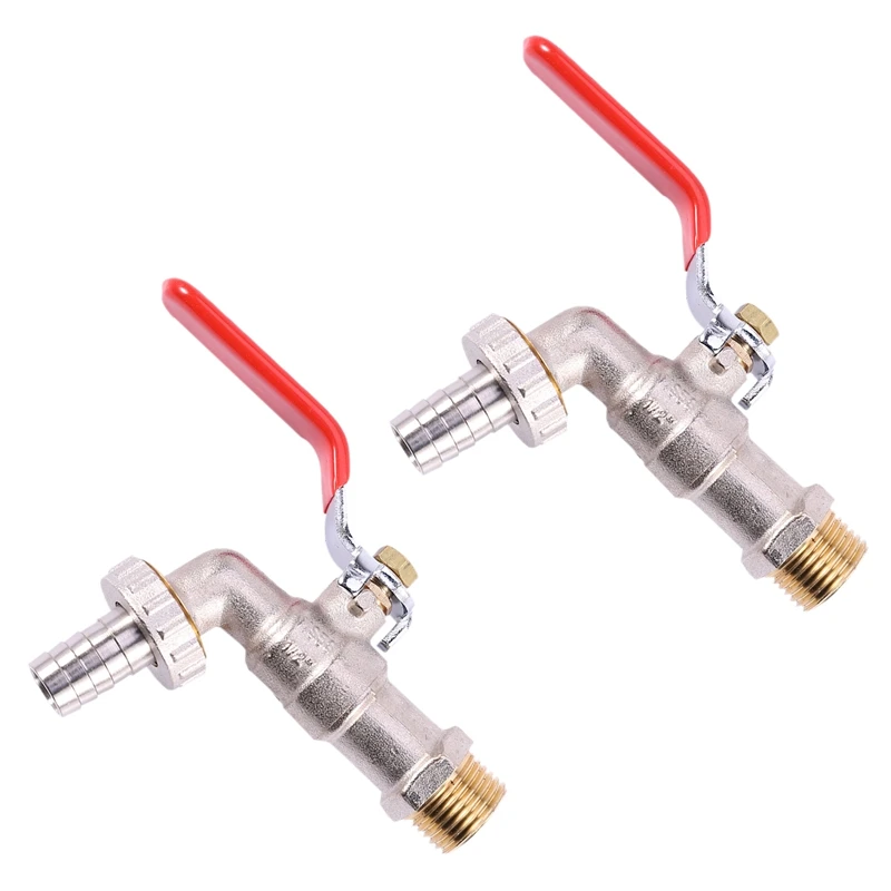 

New 2X Garden Tap Faucet Easy Quarter Turn Off/ On 1/2 Inch Lever Home Garden Water Supply Manual Long Handle Faucet Durable