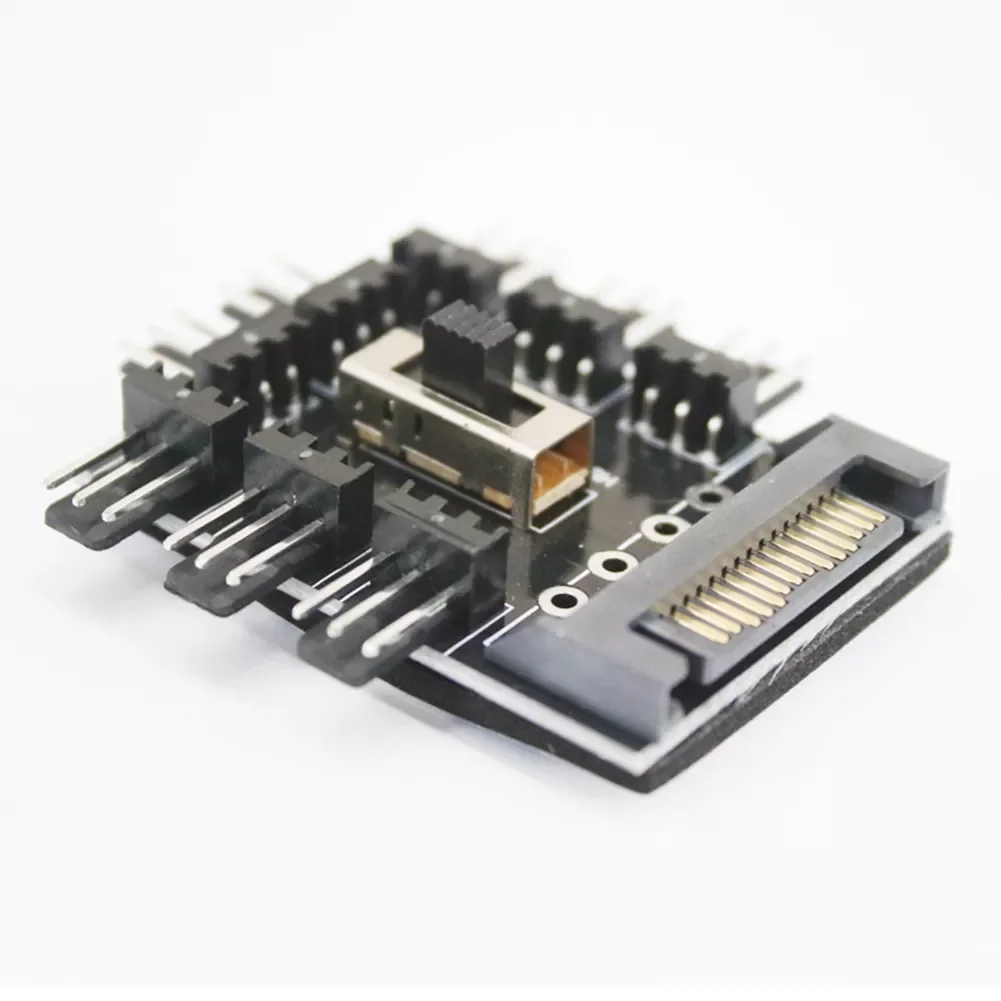 

to 8 Way Splitter Cooler Cooling Fan Hub 3Pin 12V Power Socket PCB Adapter 2 Level Speed Controller PC Computer IDE Molex