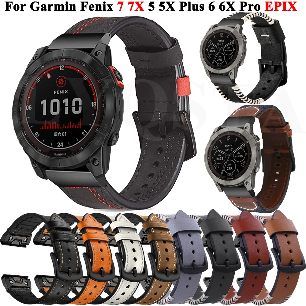 Hot QuickFit 26 22mm Smart Bands For Garmin Fenix 7 7X 6X 6Pro 5 5X Plus 3HR EPIX Easyfit Leather Smartwatch Wrist Straps Correa