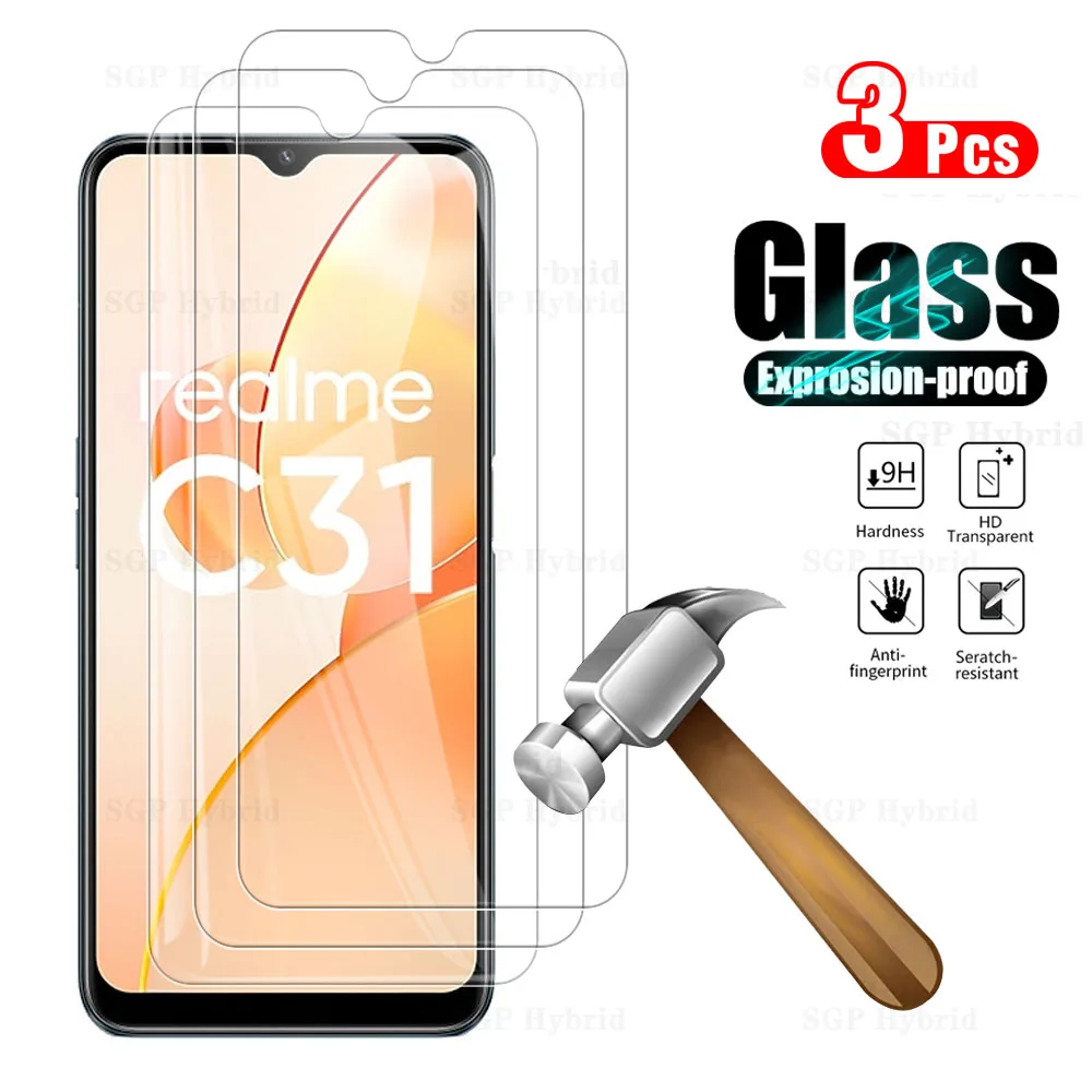 

3 шт. закаленное стекло для Realme C31 C35 Защитное стекло для экрана Realmi C25 C21 C20 C17 C15 C12 C11 Взрывозащищенная защитная пленка