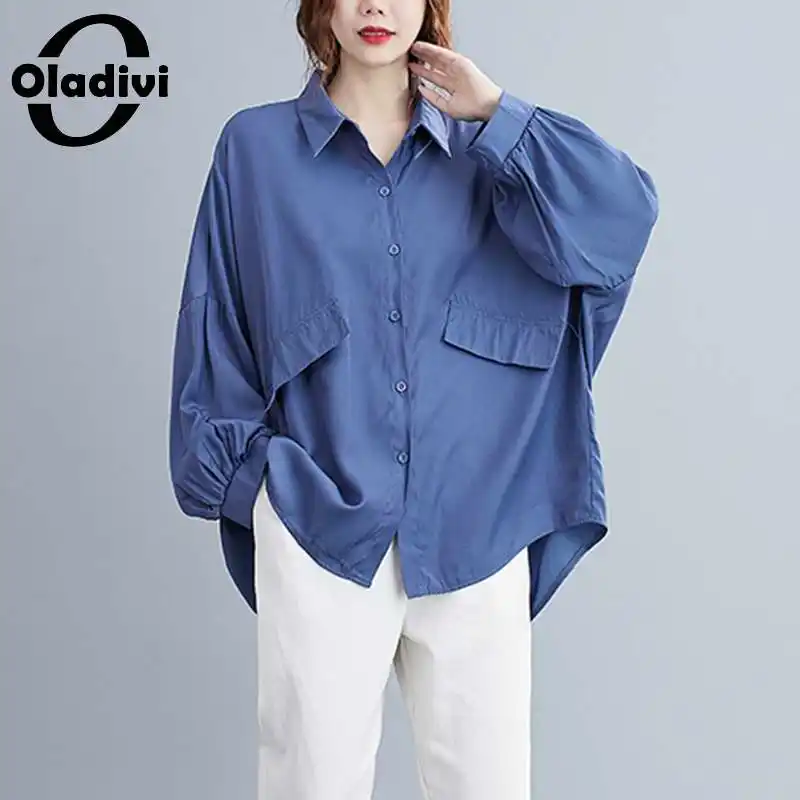 

Oladivi Oversized Clothing Women Fashion Casual Loose Blouse Lady Autumn Shirts Large Size Top Girl Big Tunic Blusa 2239 7XL 6XL