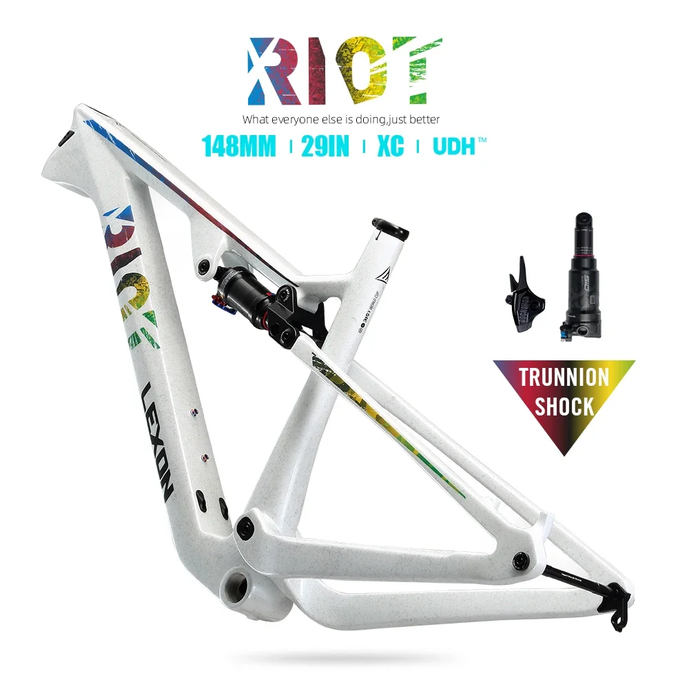 Фото 2025 LEXON Mountain для велосипеда XC, MTB рамы, карбоновые полная подвеска CYCL 29 Boost DNM ROCKSHOX SHOCK DPD.XDP, БЕЛЫЙ №1