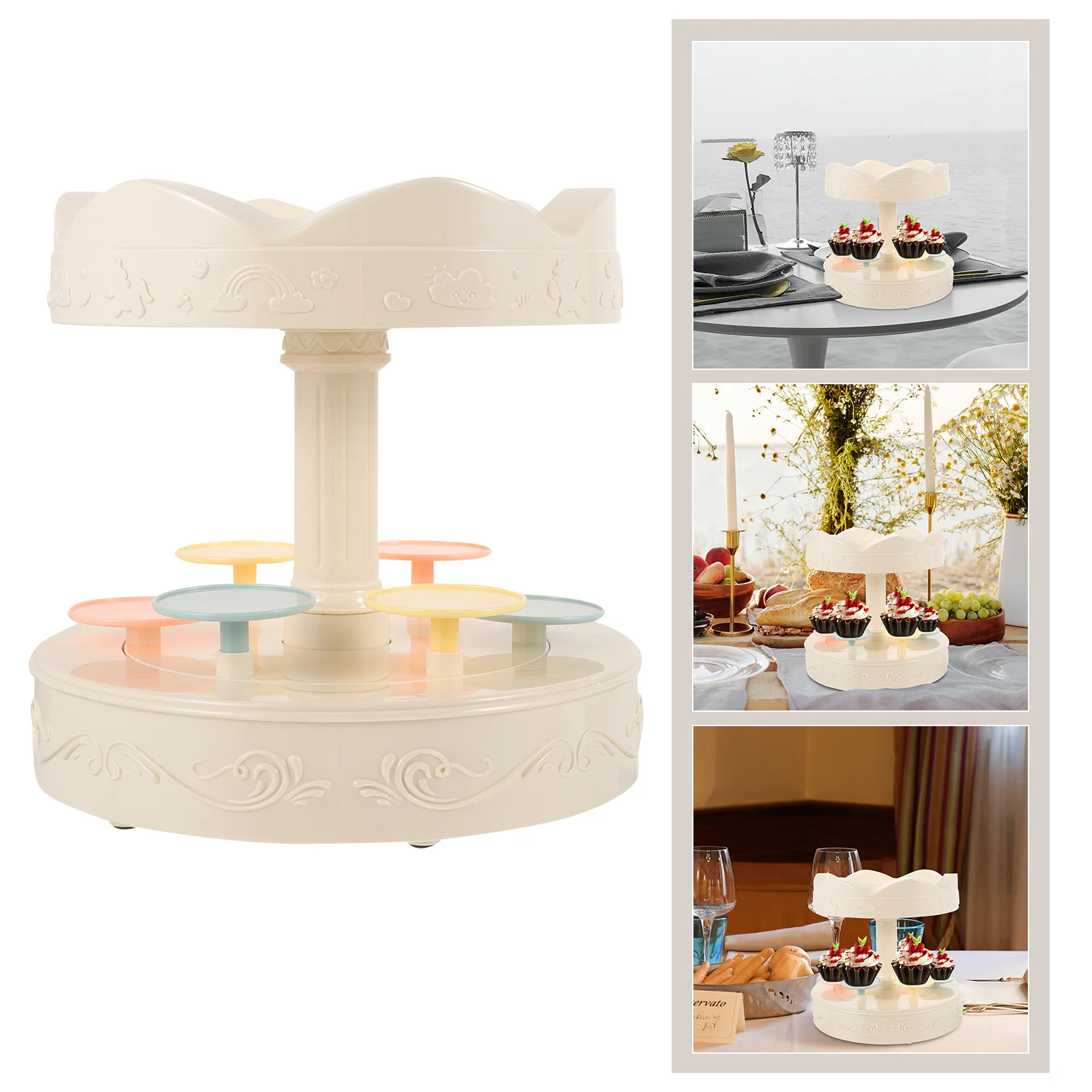 

Automatic Turntable Rotary Dessert Machine Rotating Sushi Display Holder Stand Paper Cup Cake Plastic Cylinder stands pedestals