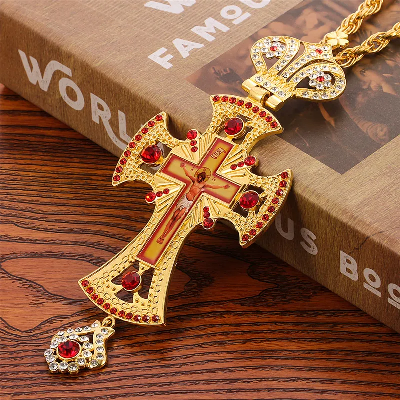 Христианское православное крестообразное ожерелье с распятием искусственное