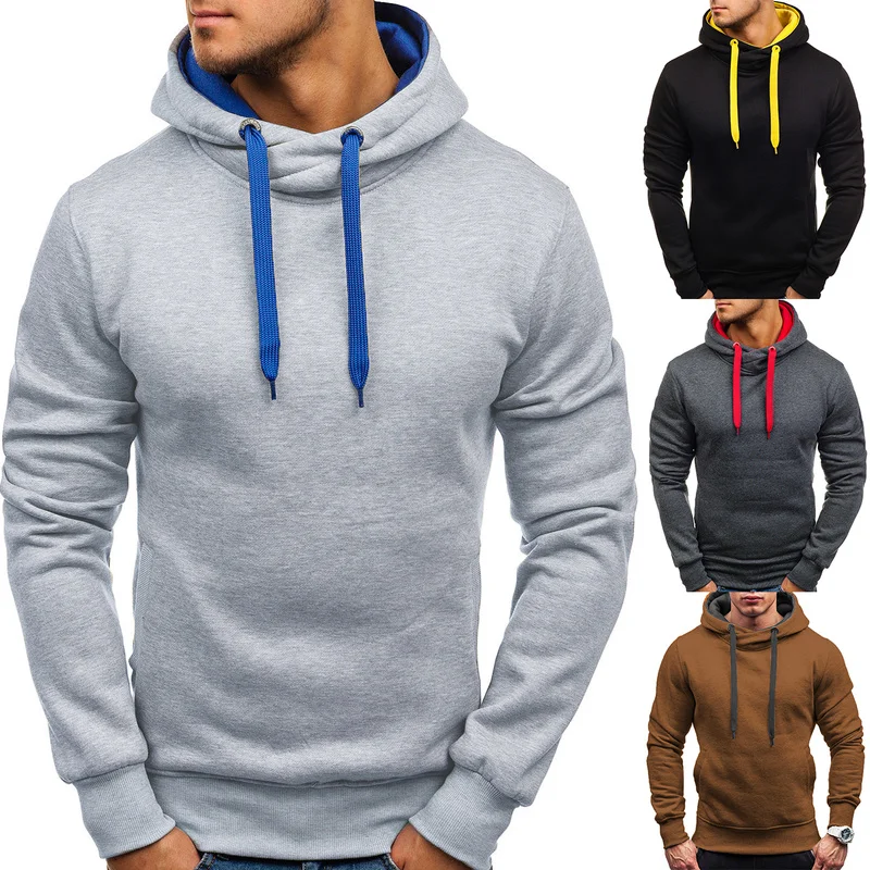 

2022 Spring Autumn New Men's Hoodies Warm Solid Color Long Sleeve Pockets Windproof Elastic Waist Outdoor Daily Man Clothes