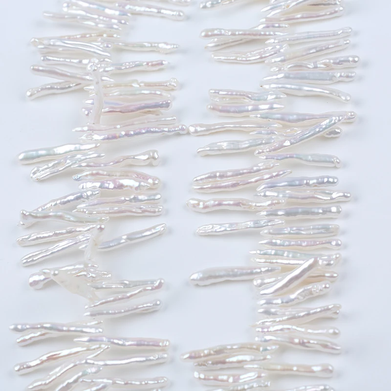 Зубочистка из пресноводной нити с жемчужинами в стиле барокко ширина 3-5 мм * 25-28