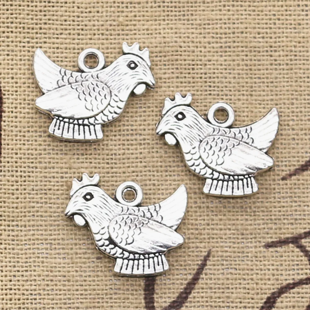 

15pcs Charms Rooster Cock Chicken 19x14mm Antique Silver Color Pendants DIY Crafts Making Findings Handmade Tibetan Jewelry