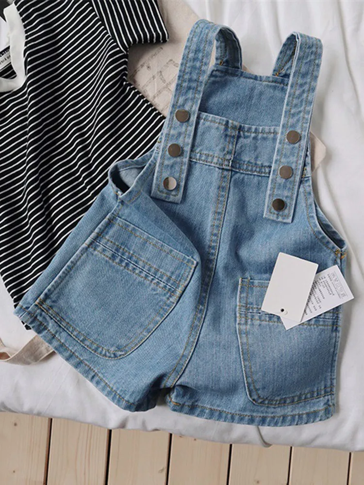 

Детский джинсовый комбинезон, новинка 2022, милые универсальные шорты на бретелях для отдыха, модный детский джинсовый комбинезон унисекс, ве...