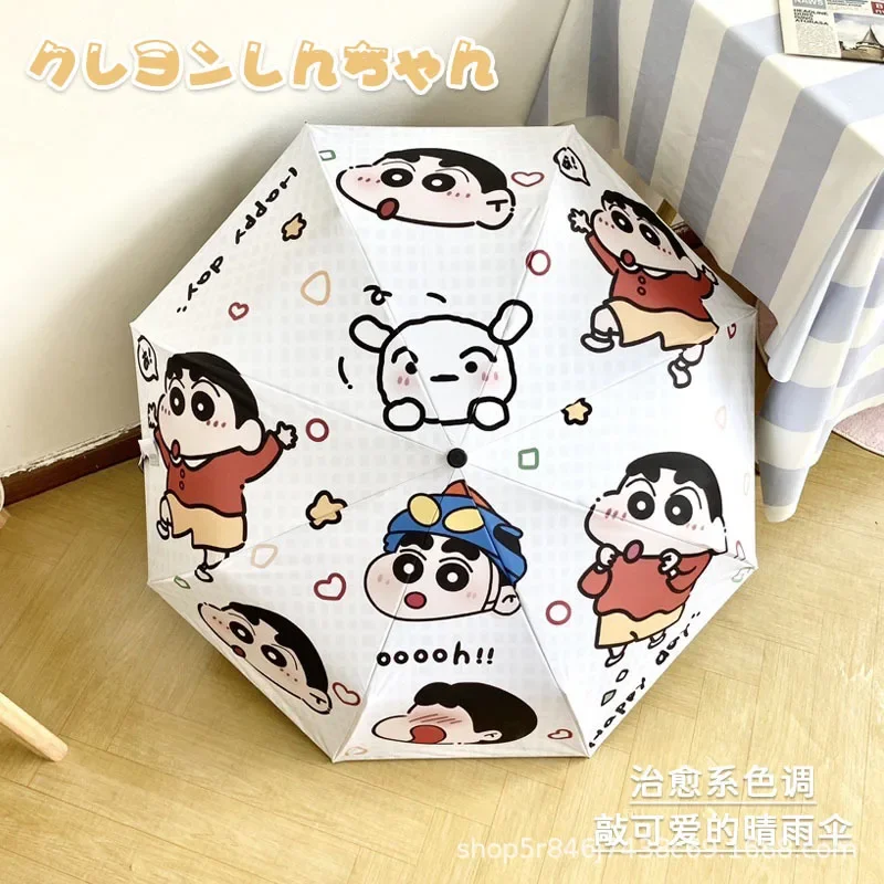 Фото Bandai Crayon Shin-chan Аниме Фигурка Ручной Зонт Портативный Автоматический Зонтик Анти-УФ Многофункциональный Девушка Студенческий Фестиваль Подарок №1