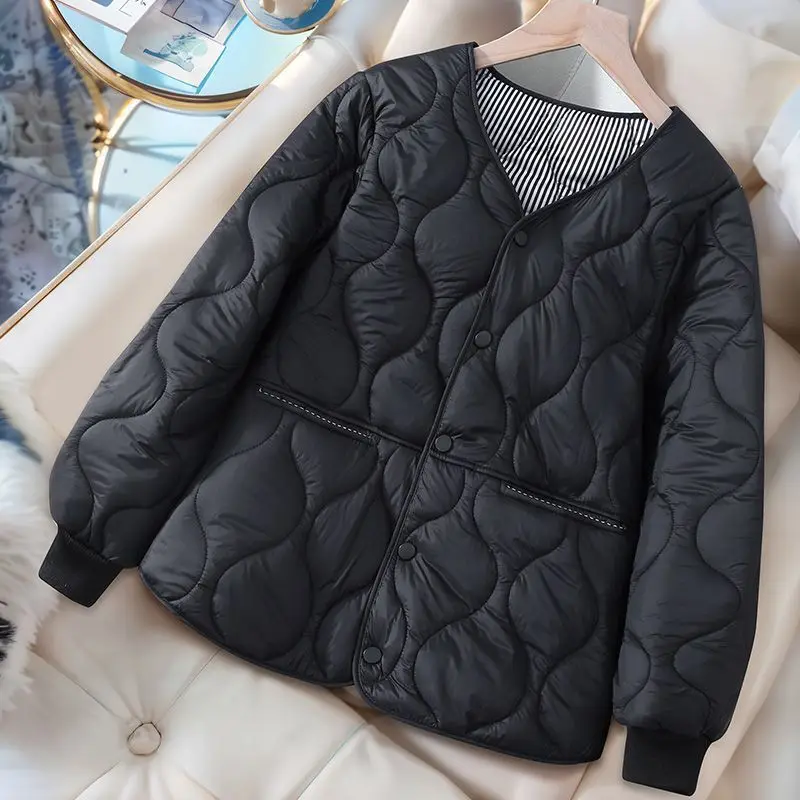 Новинка 2025 осенне-зимние парки тонкая короткая стеганая куртка женская модная