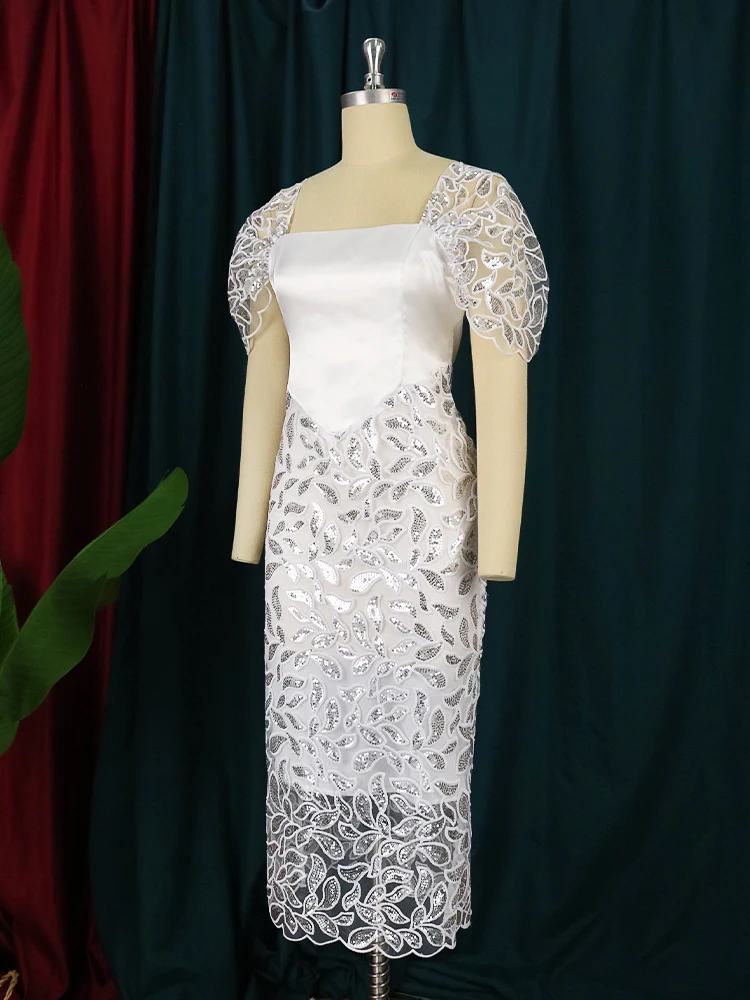 Платье-миди женское с квадратным вырезом и открытой спиной из тюля |