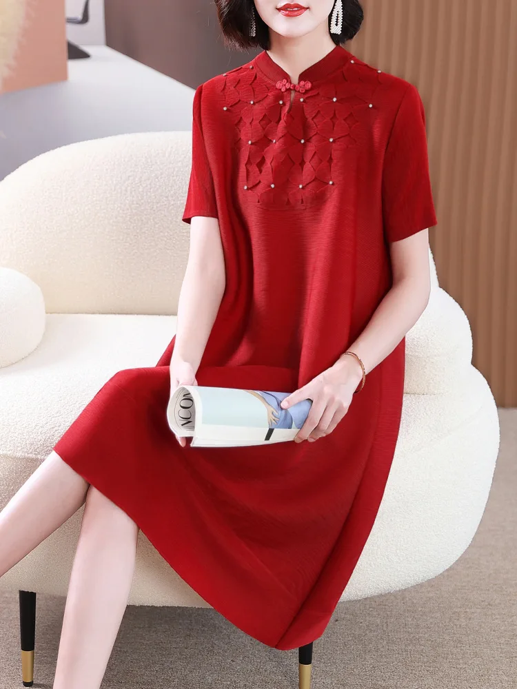 

Женское плиссированное платье, длинное платье большого размера с рукавами, весна-лето 2023