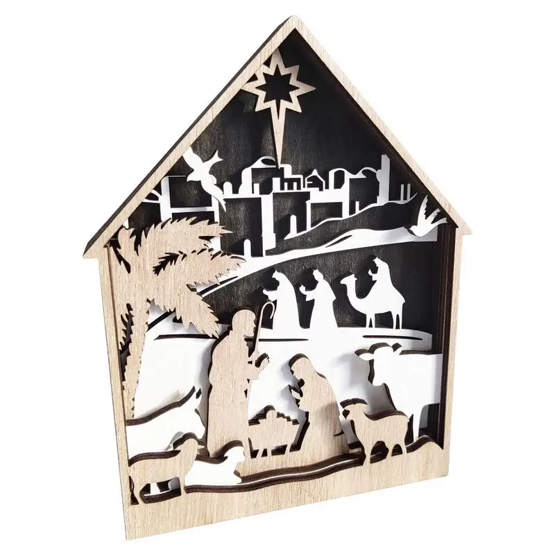 

Religious Wooden Ornaments Nativity Set Sculpture For Home Decor Desk & Table Decoration For Bedroom Living Room Bedside Desktop