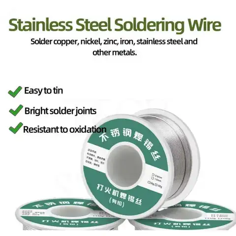 Новая зажигалка из нержавеющей стали, одноразовая медно-железо-никелевая аккумуляторная батарея, сварочная универсальная паяльная проволока, банка 50/100 г