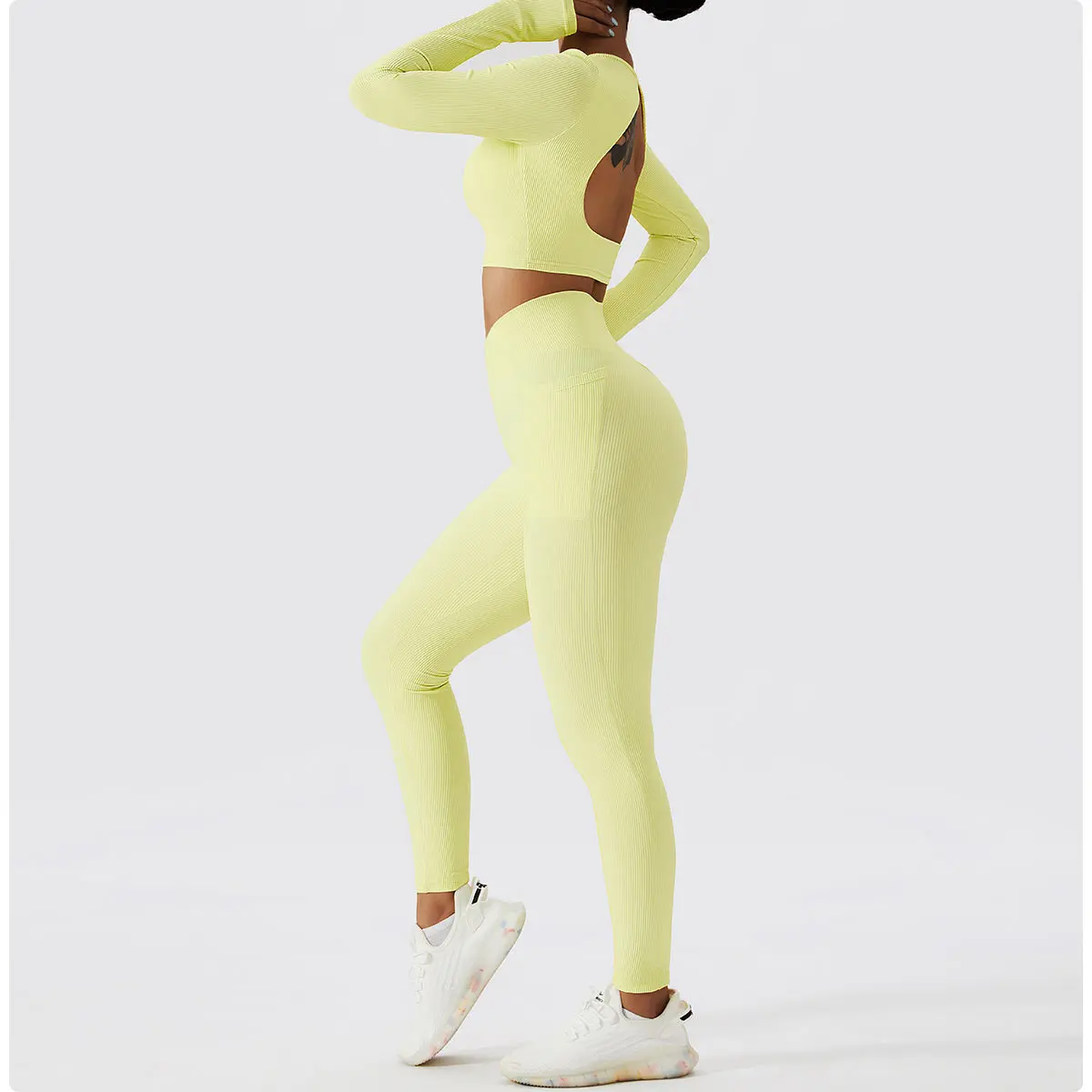 Ribbed Yoga Set Women Suit For Fitness Sportswear Seamless Sports Suit Workout Clothes Tracksuit Sports Outfit Gym Clothing Wear