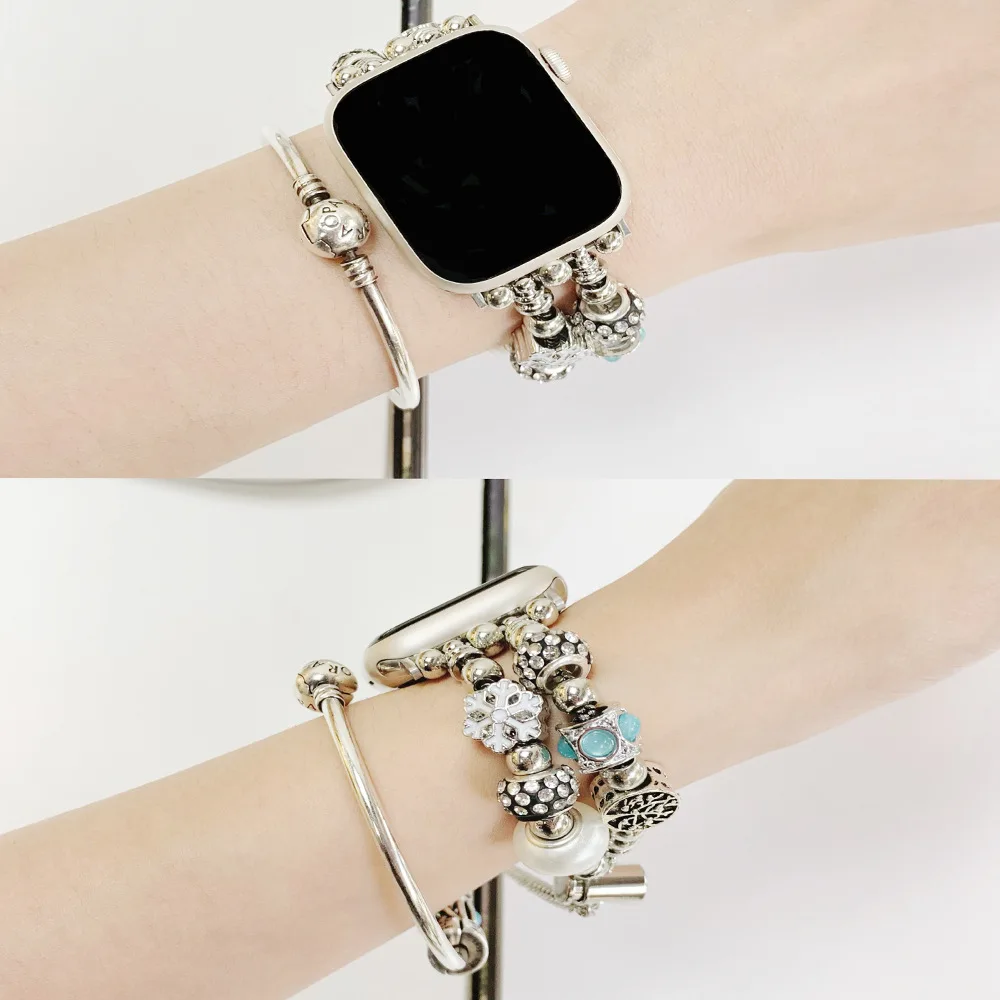 Pandora Strap for Apple Watch Band 49mm 45mm 41mm 44mm 40mm 42mm Women Jewelry Metal Bracelet iWatch Ultra 8 7 6 SE Accessories