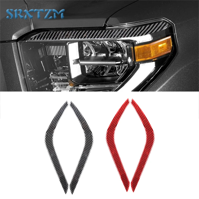 

Carbon Fiber Headlight Cover Eyelid For Toyota Tundra 2014-2018 Front Lamp Eyebrow Sticker Car Accessories