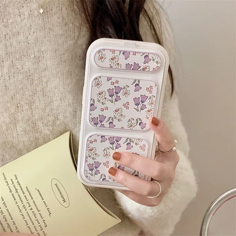 Милый фиолетовый маленький цветочный магнитный складной чехол-подставка для телефона iPhone 15 Pro 12 14 13 Pro Max противошоковые силиконовые чехлы