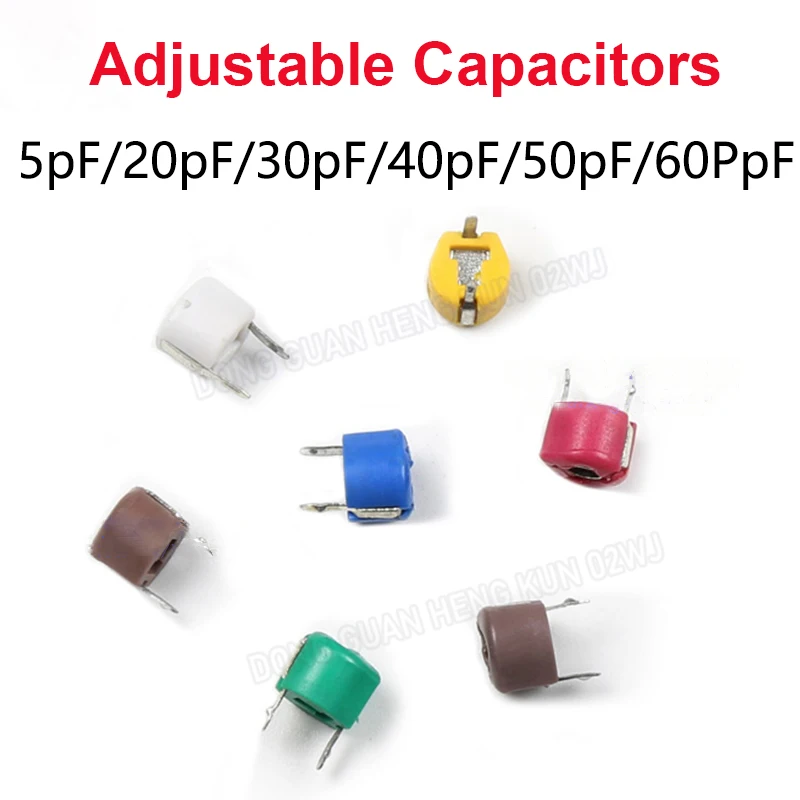 2 Pcs Trimmer Capacitor 5PF/20/30/40/50/60P Blue White Red G