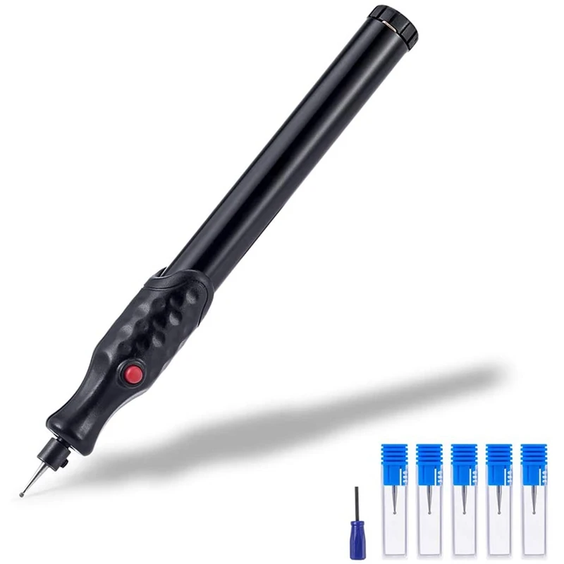 

Electric Miniature Engraving Pen, Engraving Tool Belt 5 Interchangeable Diamond Tip For DIY Jewelry Making, Metal, Glass