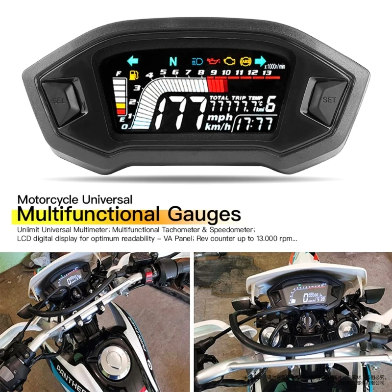 

Motorcycle Digital Tachometer Odometer Temperature Meter Durable for MSX125 F19A