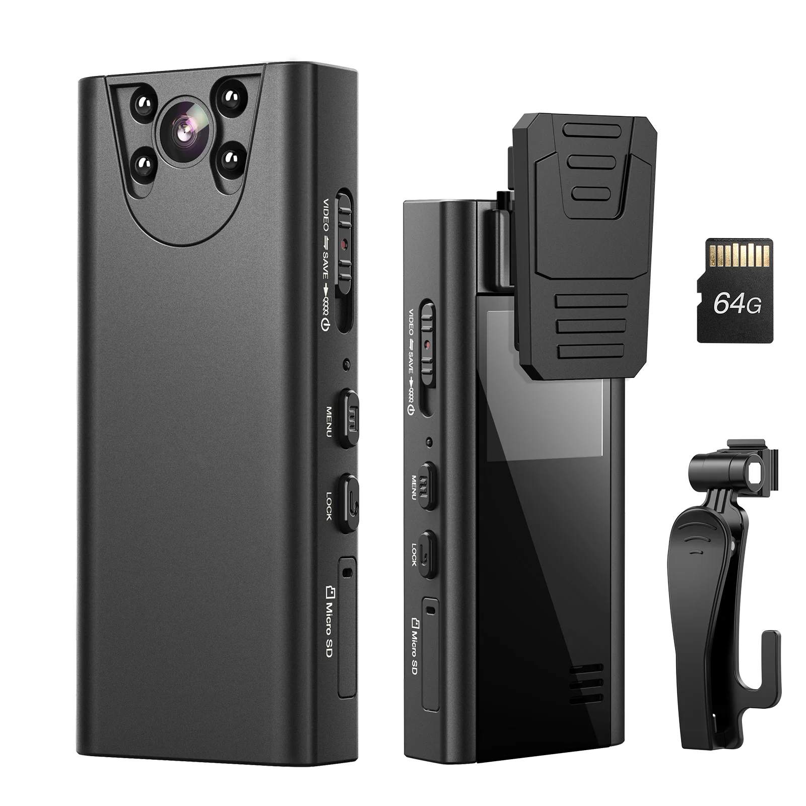 

Цифровая мини-камера для тела A30 FHD 1080P, экран 1,3 дюйма, ночное видение, детектор движения, полицейская маленькая видеокамера, записывающая веб-камера 128 ГБ