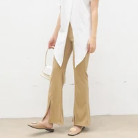spring summer 2022 new korean version of all match black high waisted thin stretch front flared trousers woman pants flare pants
