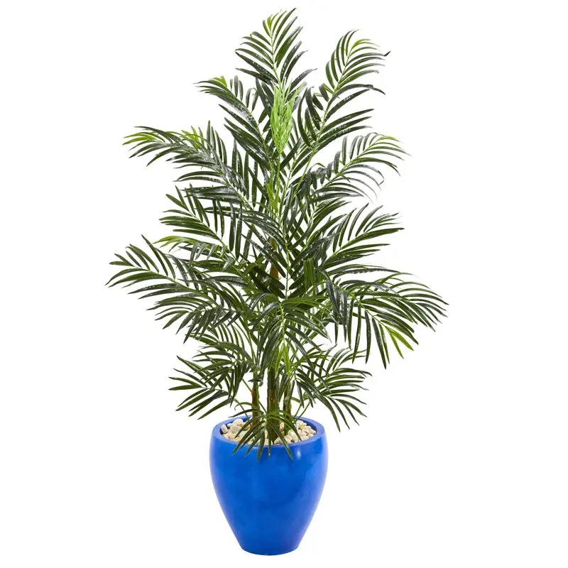 

Пальмовое искусственное дерево Areca в глазурованном синем растении, устойчивое к УФ-излучению (в помещении/на улице)