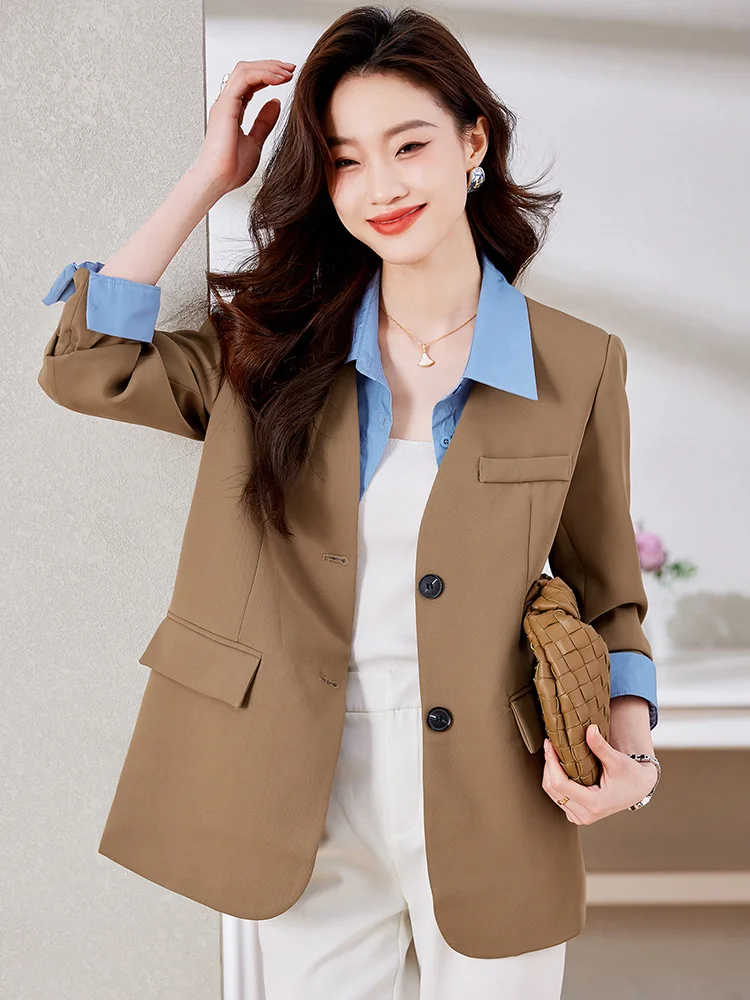 New High-end Luxury Long Sleeve Blazer Women Designer Fake Two Piece Jacket Office Ladies Spring Autumn Coats Casual