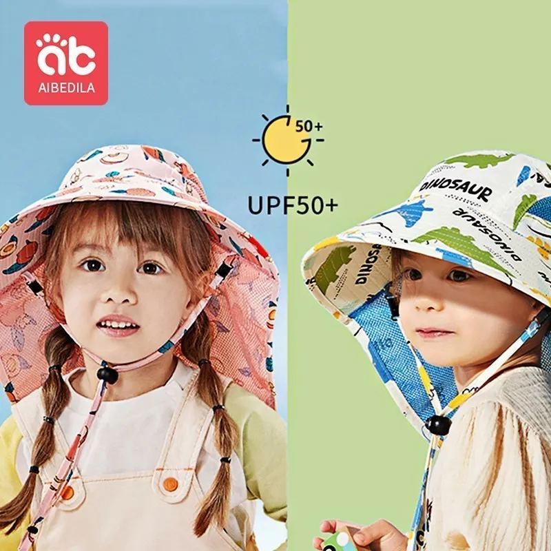 

Детская Солнцезащитная шляпа AIBEDILA с широкими полями, летние весенние панамки, шляпы, Детская кепка, дорожная пляжная Милая шляпа для мальчиков и девочек с защитой от ультрафиолета, AB7206