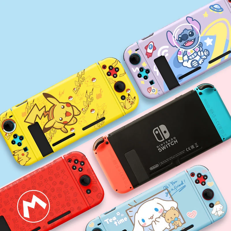 

Pokemon Kawaii Pikachu Star Kirby Skin Protective Case Nintendo Switch Ns Console Joy-Con Controller Housing Shell Cute Cover