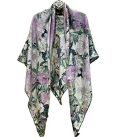 30 silk 70 wool luxury women scarves 140cm silk scarf double sides printing big lady shawl head wrap bandana for winter