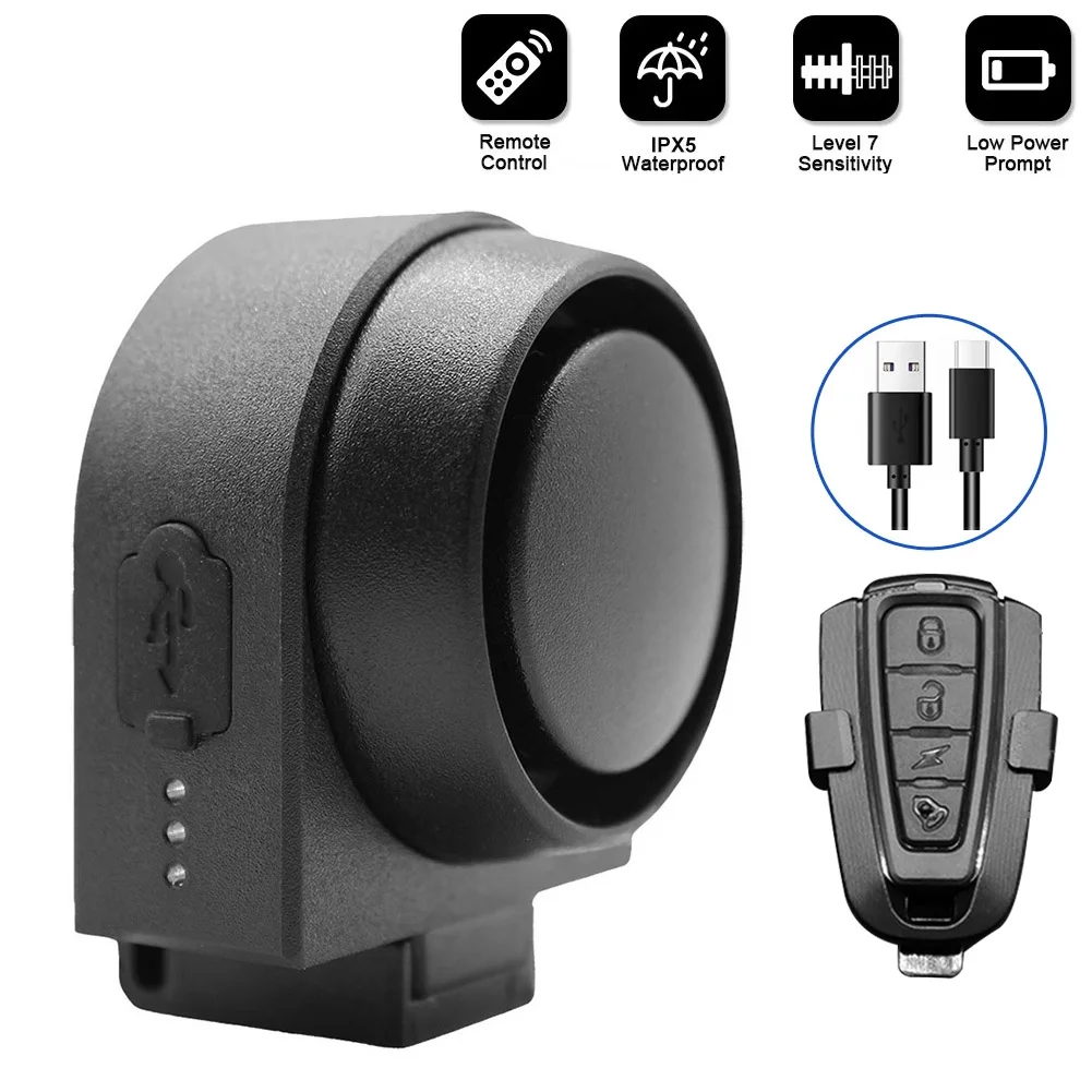 Сигнализация велосипедная Беспроводная с защитой от кражи 115 дБ USB-зарядка