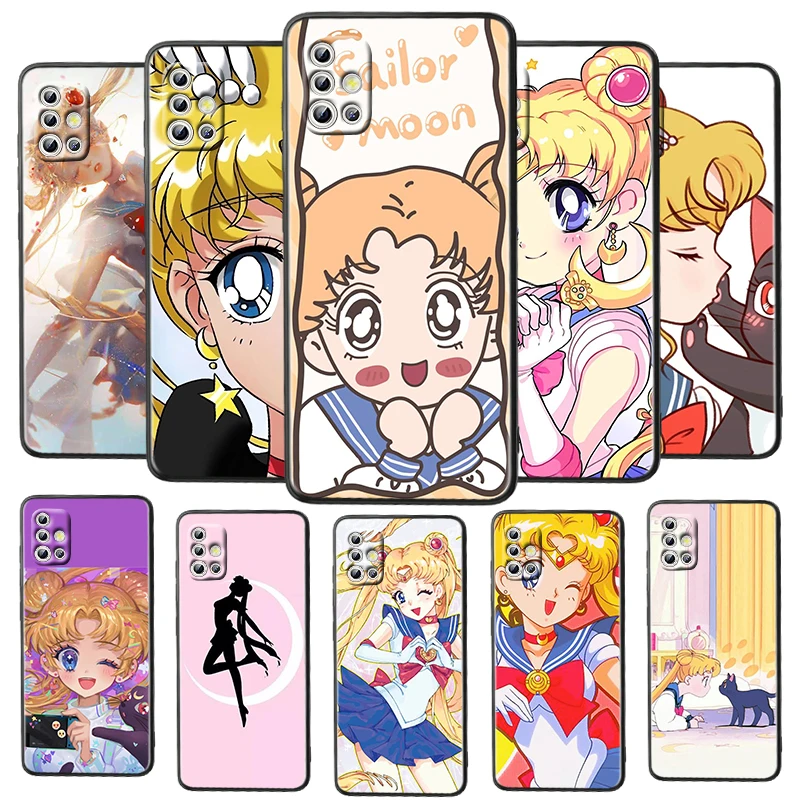 

Japanese Anime Sailor Moon For Samsung Galaxy A52S A72 A71 A52 A51 A12 A32 A21S 4G 5G Funda Soft TPU Black Phone Case Capa Cover