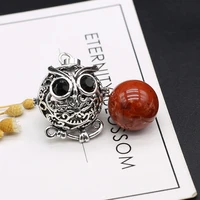2022 natural stone gem owl pattern pendant handmade crafts diy necklace bracelet earring accessories for woman making 25x29mm