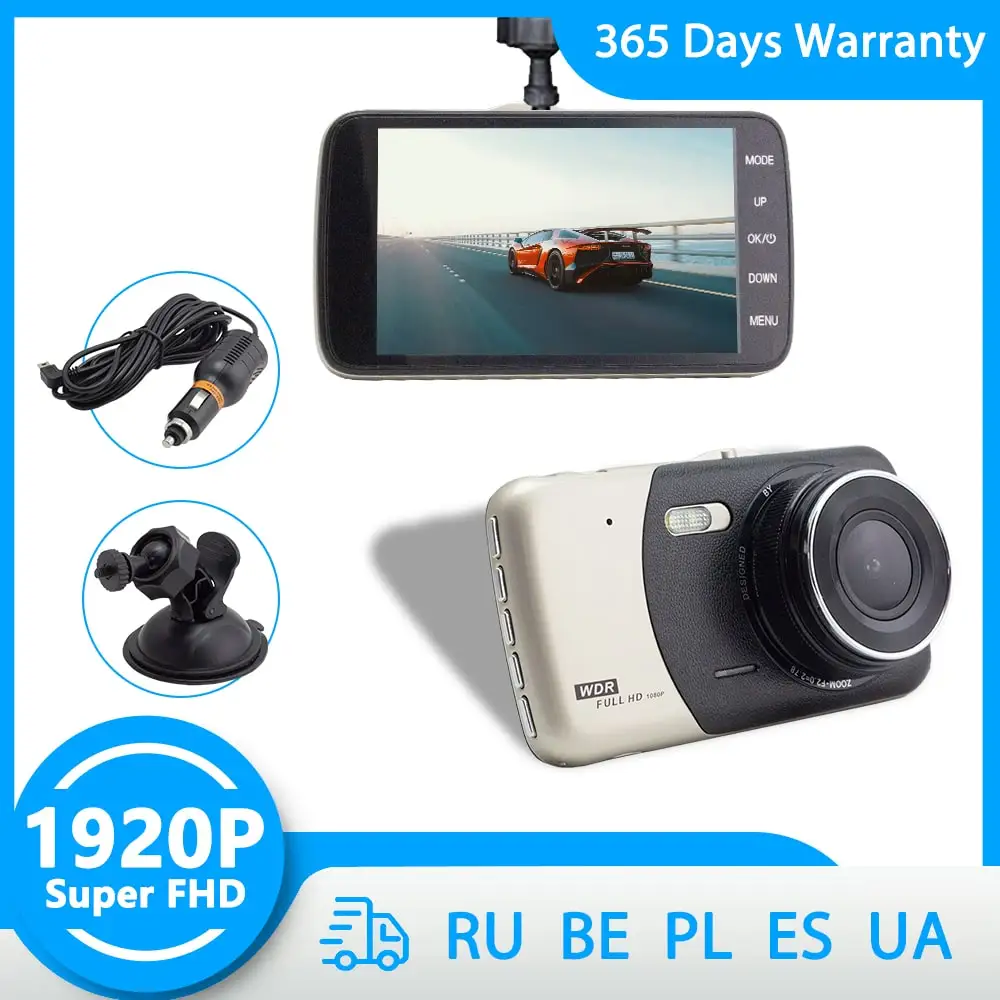 

4.0In IPS Dual Lens Car Camera Auto DVR Camcorder Cars 24H Parking Video Recorder Dash Cam Full HD 1080p Black Box Dvrs Carcam