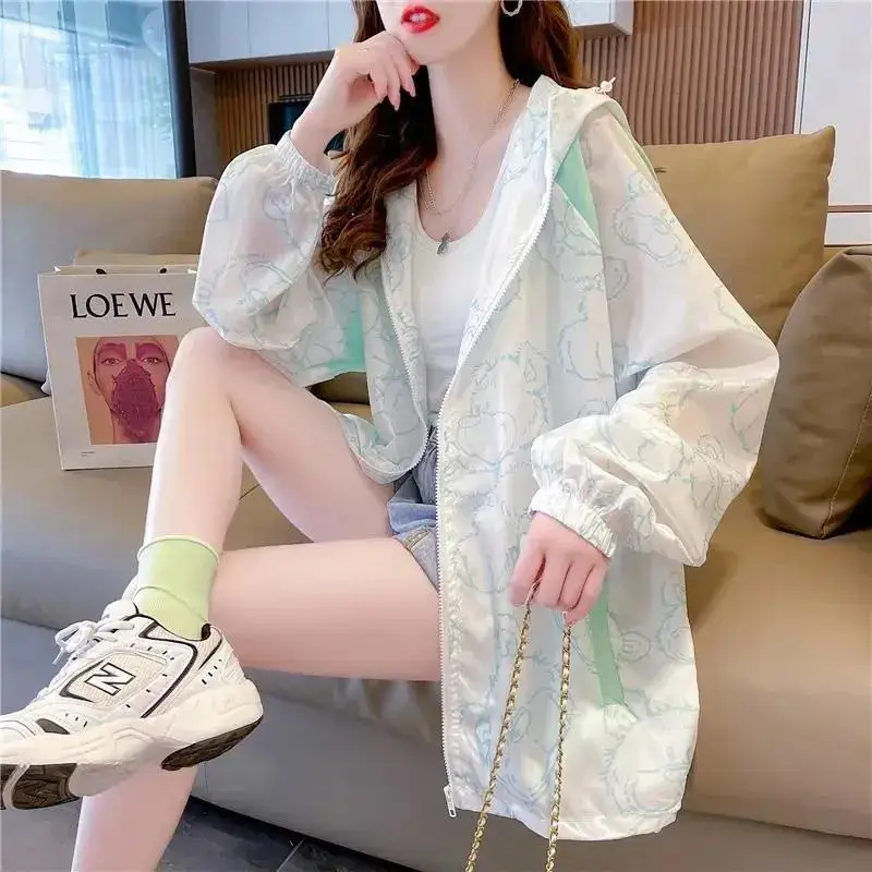 Женская одежда для защиты от солнца с принтом Летний Тонкий дышащий кардиган