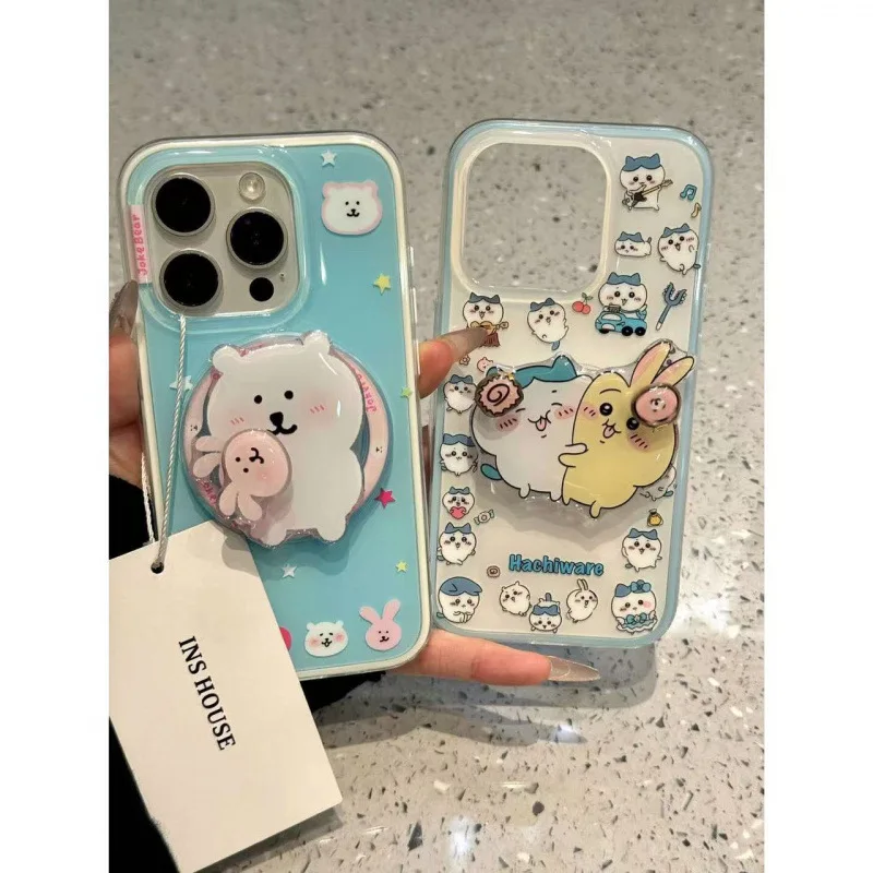 Фото Чехол для телефона Kawaii Joke Bear Nagano Bear Chiikawa с принтом, полная защита объектива, противоударный силиконовый чехол для смартфона iPhone 16 Pro №1