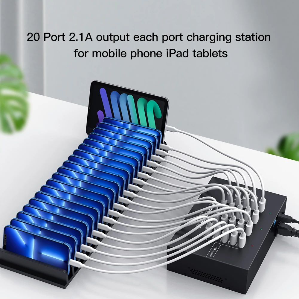 Фото 20-портовый USB 3.0 хаб для зарядки с функциями синхронизации и зарядки, совместимый с Android №3