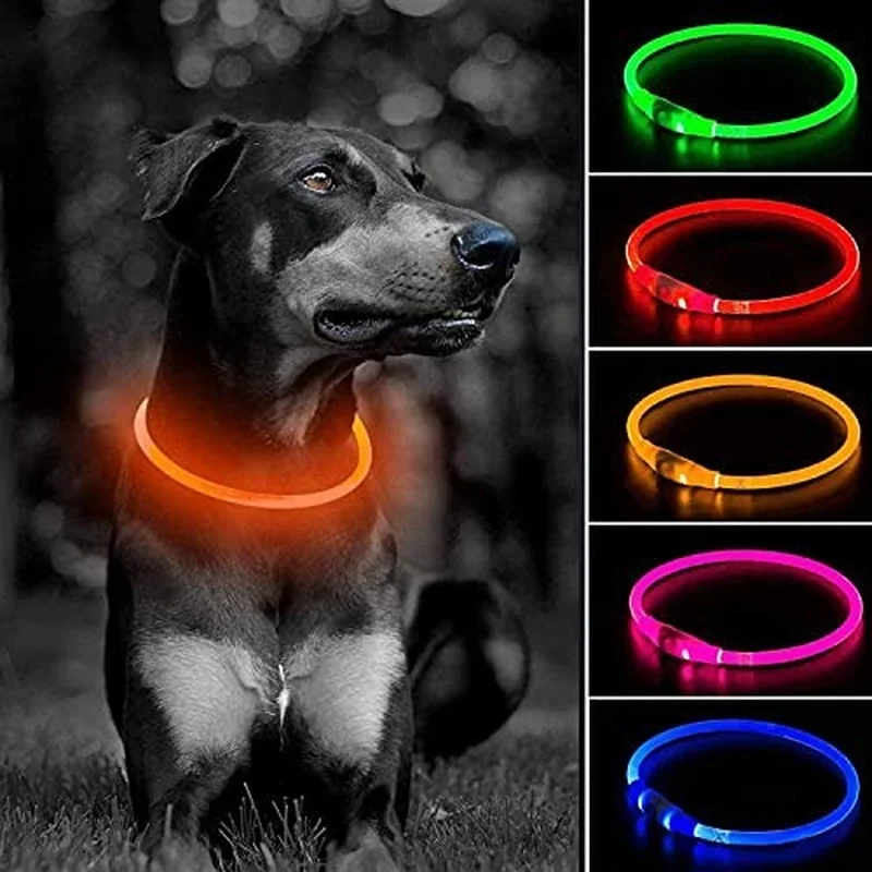 Pet Supplies Dog Collar Led Light Collar Dog Collar USB Rechargeable Pet Collar Outdoor Dog Walking Loss Prevention Dog Harness
